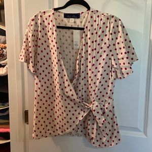 Francesca’s peplum wrap blouse
